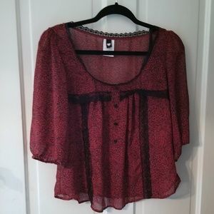 Sheer crop top with lace detail